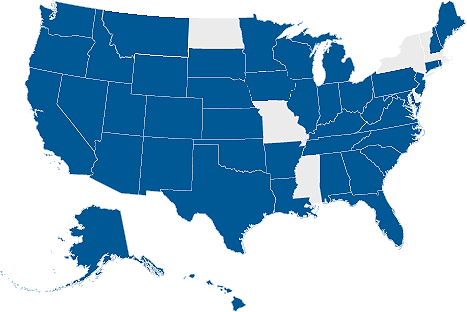 Map of states Intercap is licensed in